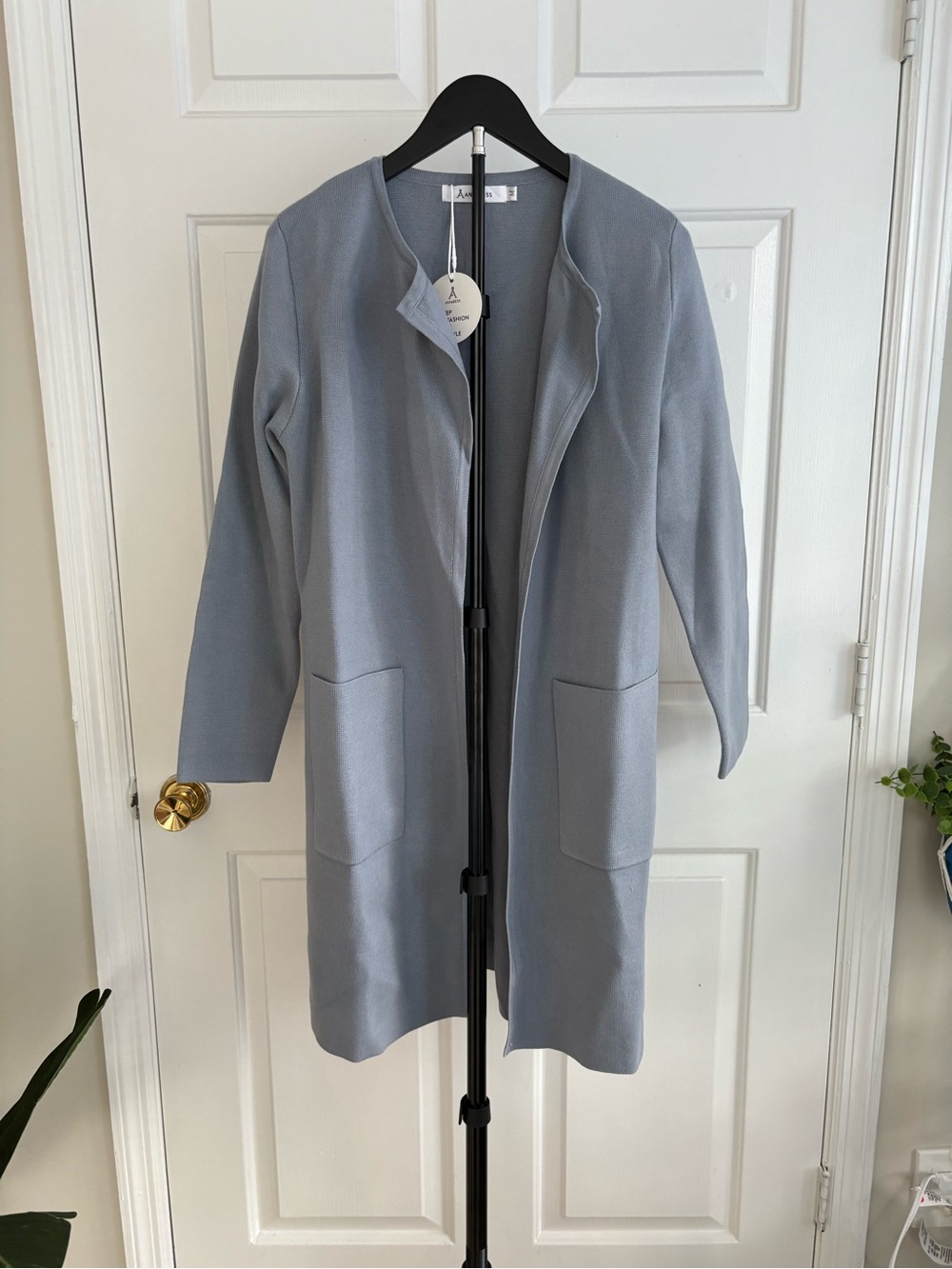 Light Blue Open-Front Longline Knit Coatigan by A New Day